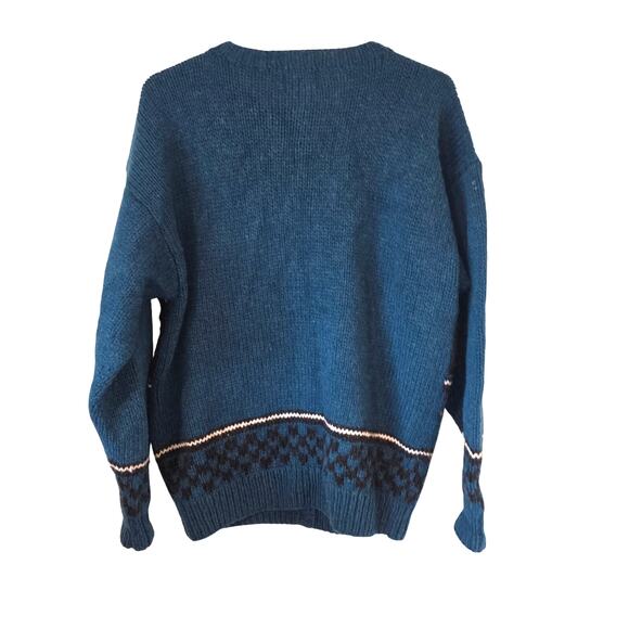 Vintage Woolrich Womens Wool Sheep Print Cardigan Sweater Size XL Blue Black - Picture 2 of 3